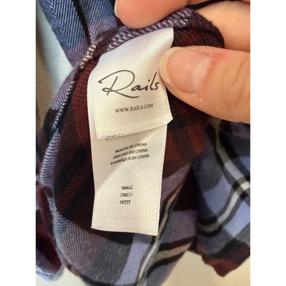 Rails Hunter Mulberry Plum Plaid Flannel Button Down Collared Shirt Small Soft - Picture 5 of 7